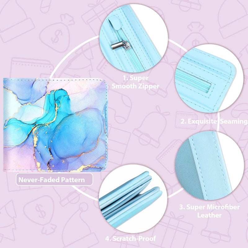 Funermei Cute Wallet for Women Girls Marble Leather Bifold Wallet Boys Aesthetic Credit Card Holder RFID Blocking Id Cash Slim Small Bi Fold Wallets with Coin Pocket Teen Little Girl Blue Funny Desgin - Image 5